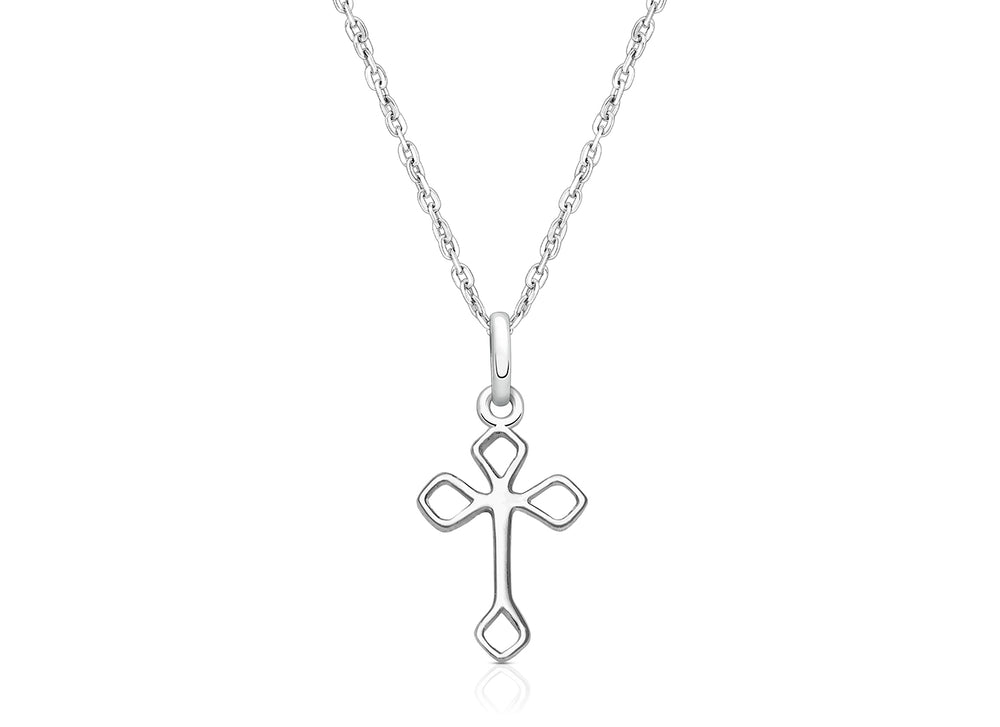 Diamond Point Cross, Children’s Necklace for Boys – Sterling Silver