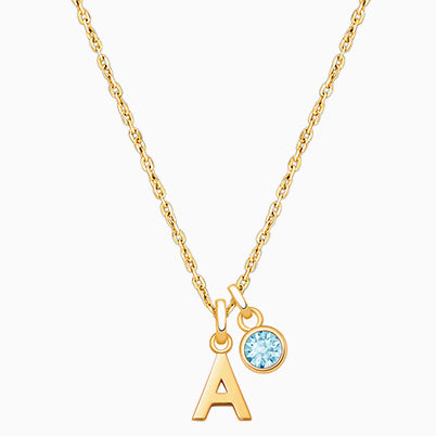 Modern Initial “Design Your Own” Personalized Children’s Necklace for Girls – 14K Gold