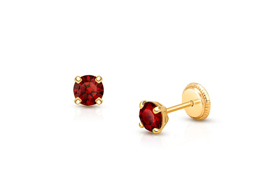 January Birthstone Studs, 4mm Swarovski® Crystal Teen’s Earrings, Screw Back – 14K Gold
