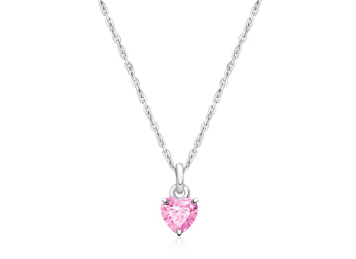 Gia™ Little Love, Pink CZ Heart Children’s Necklace for Girls – Sterling Silver