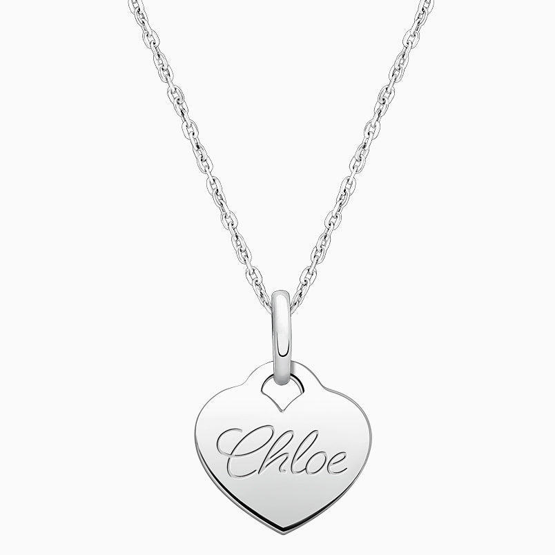 Baby Heart, Engraved Communion Children’s Necklace for Girls (FREE Personalization) – Sterling Silver