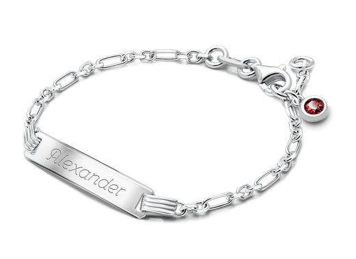 Modern Bar, Baby/Children’s Engraved ID Bracelet for Boys – Sterling Silver