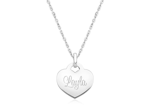 14K White Gold Baby Heart, Engraved Teen’s Necklace for Girls (FREE Personalization) – 14K White Gold