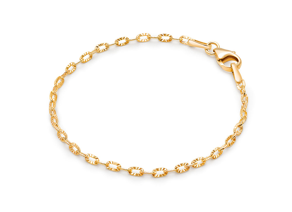 Diamond Cut Brilliance, Baby/Children’s Adjustable Link Chain Bracelet for Boys – 14K Gold