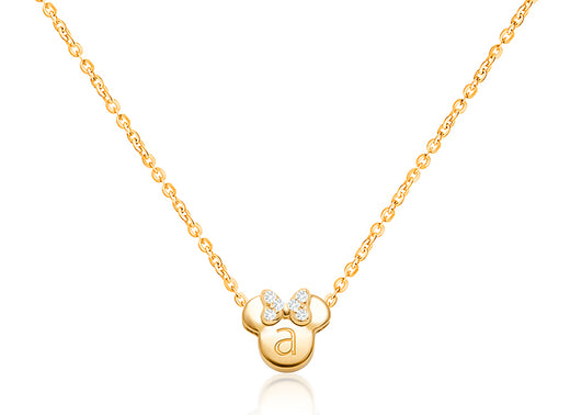 Mini Sliding Miss Mouse, Engraved Teen’s Necklace for Girls (FREE Personalization) – 14K Gold