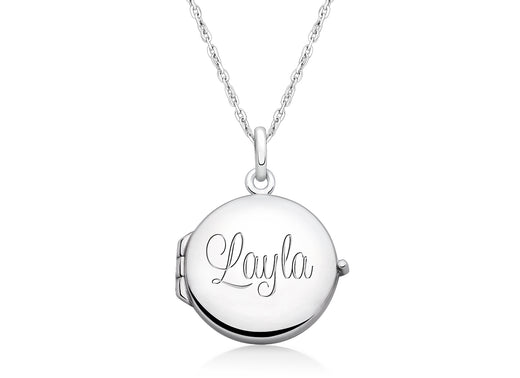 Round Locket, Engraved Teen’s Necklace for Girls (FREE Personalization) – Sterling Silver