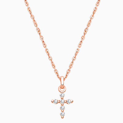 Simple Cross, Teeny Tiny Children’s Necklace for Boys – 14K Rose Gold