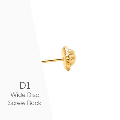 ‘I’ Initial Studs Personalized Baby/Children’s Earrings, Screw Back – 14K Gold
