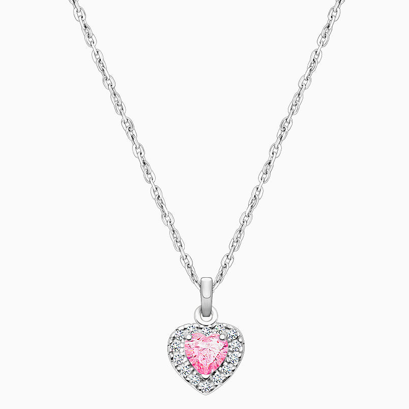 Gia™ Little Love, Pink CZ Heart Children’s Necklace for Girls – Sterling Silver