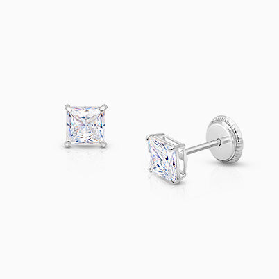 4mm Pearl Studs, Teen’s Earrings, Screw Back – 14K White Gold