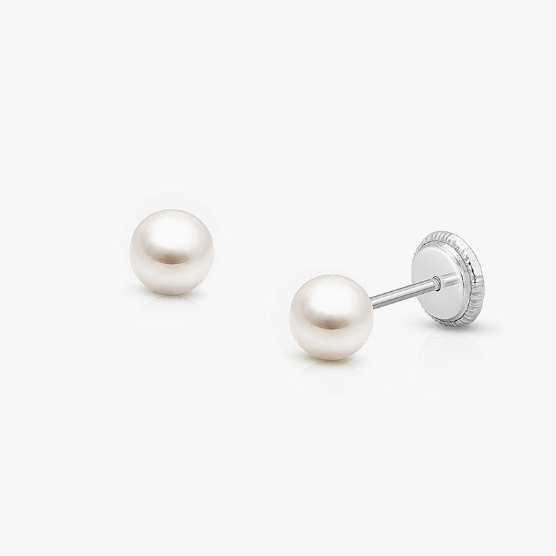 February Birthstone Studs, 4mm Swarovski® Crystal Teen’s Earrings, Screw Back – 14K White Gold