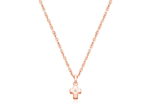 Forever in Faith Cross with Genuine Diamond, Teen’s Necklace for Girls – 14K Rose Gold