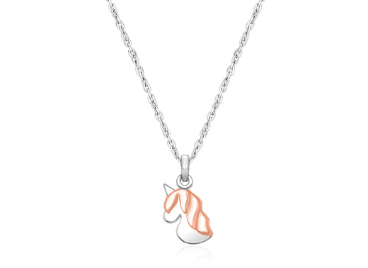 Rosabella™ Unicorn, Children’s 2-Tone Necklace for Girls – Sterling Silver