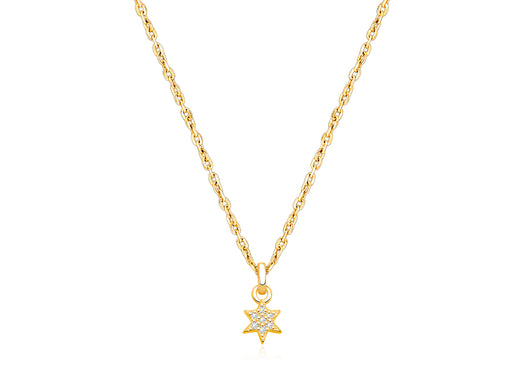Born to Shine, Star with Genuine Diamonds Teen’s Necklace for Girls – 14K Gold