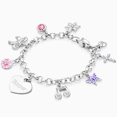 Tiny Blessings Birthstone, Teen’s Name Bracelet for Girls – Sterling Silver