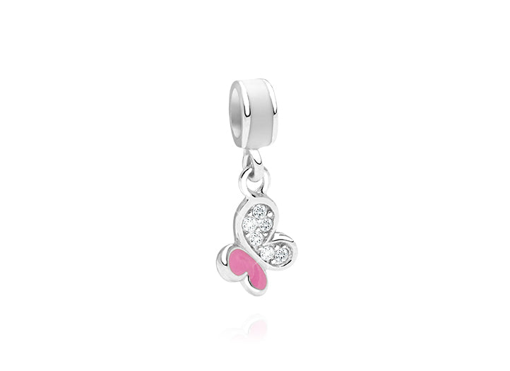 Flutter By Little Butterfly, Sterling Silver Butterfly with CZ’s – Children’s Adoré™ Dangle Charm