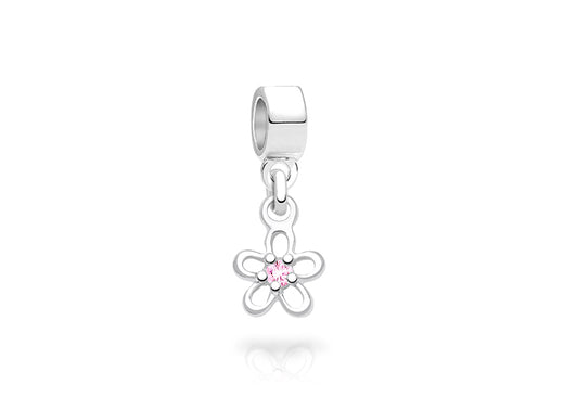 Oopsie Daisy, Sterling Silver Pink CZ Flower Silhouette – Children’s Adoré™ Dangle Charm