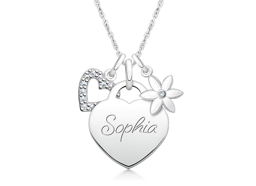 Small Heart “Design Your Own” Teen’s Necklace for Girls (50+ Optional Charms & FREE Engraving) – Sterling Silver