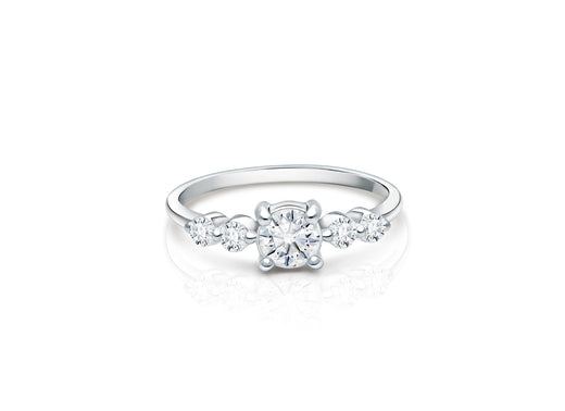 Signature 5 Stone, Clear CZ Teen’s Ring for Girls – Sterling Silver