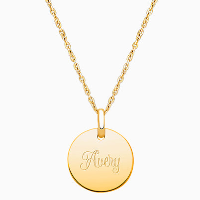 14K Gold Baby Round, Engraved Children’s Necklace for Girls (FREE Personalization) – 14K Gold