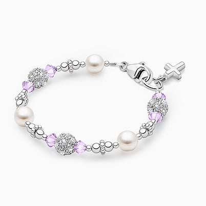 Birthstone, Christening/Baptism Baby/Children’s Beaded Bracelet for Girls (All 12 Birthstones Avail) – Sterling Silver
