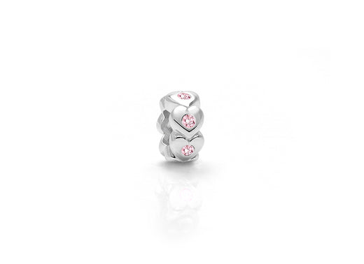 My Heart Will Follow, Sterling Silver and Light Pink CZ Hearts – Children’s Adoré™ Charm