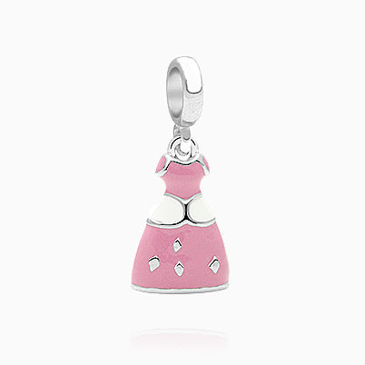 Peachy Princess, Sterling Silver and Pink & White Polka Dot Murano Glass (Hand Made in Italy) – Children’s Adoré™ Charm