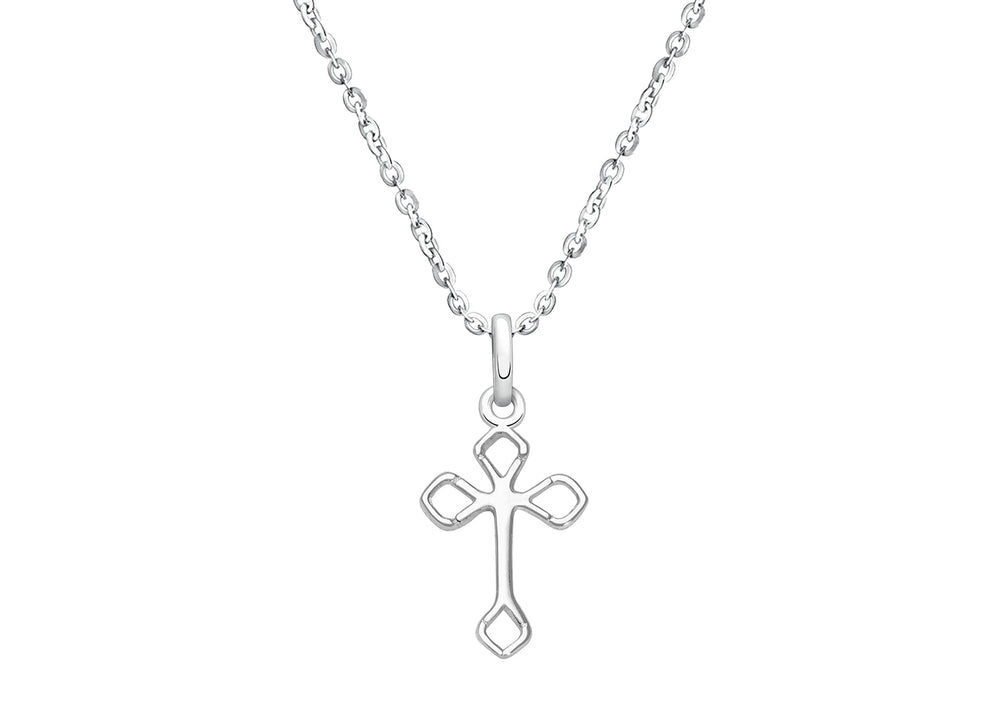 Diamond Point Cross, Teen’s Necklace for Girls – Sterling Silver