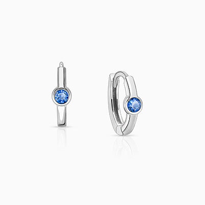 September Birthstone 9mm Huggie Hoops, Swarovski® Crystal Baby/Children’s Earrings – Sterling Silver
