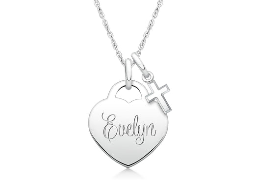 Small Heart, Christening/Baptism Children’s Necklace for Girls (50+ Optional Charms & FREE Engraving) – Sterling Silver