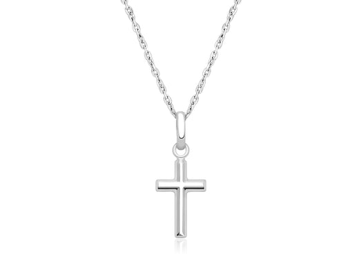 Everlasting Faith, Communion Cross Children’s Necklace for Girls – 14K White Gold