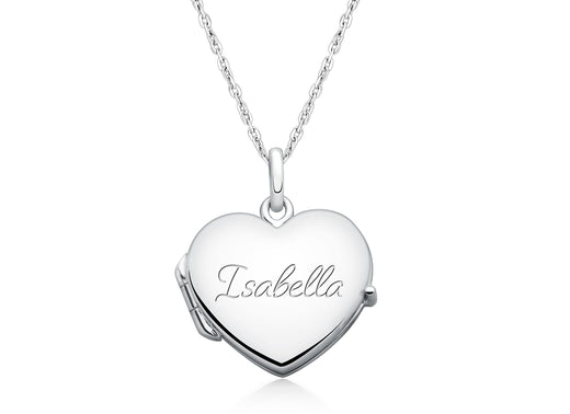Heart Locket, Engraved Children’s Necklace for Girls (FREE Personalization) – Sterling Silver