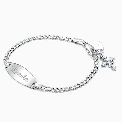 Tiny Blessings Birthstone, Baby/Children’s Name Bracelet for Boys – Sterling Silver