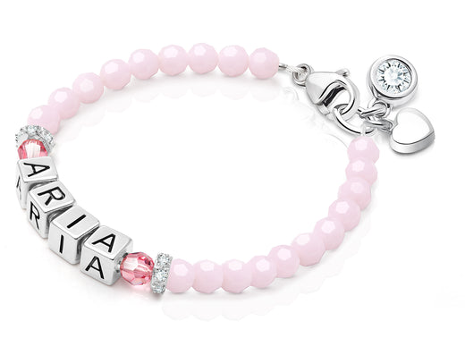 tB® Signature Crystal™ Sweet Pink Baby/Children’s Name Bracelet for Girls – Sterling Silver