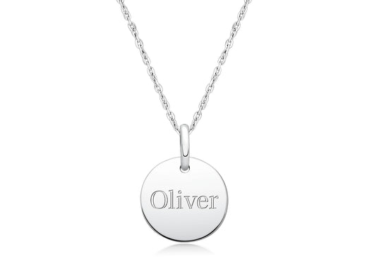 Baby Round, Engraved Children’s Necklace for Boys (FREE Personalization) – Sterling Silver