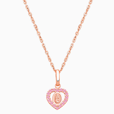 Virgin Mary, Pink CZ Heart Children’s Necklace for Girls – 14K White Gold