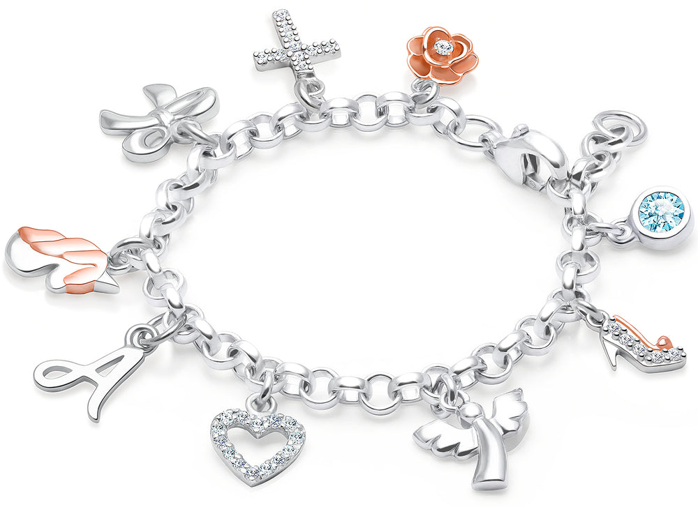 Design Your Own Christening/Baptism Baby/Children’s Charm Bracelet for Girls (INCLUDES Initial Charm) – Sterling Silver