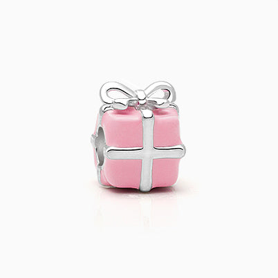 Peachy Princess, Sterling Silver and Pink & White Polka Dot Murano Glass (Hand Made in Italy) – Children’s Adoré™ Charm