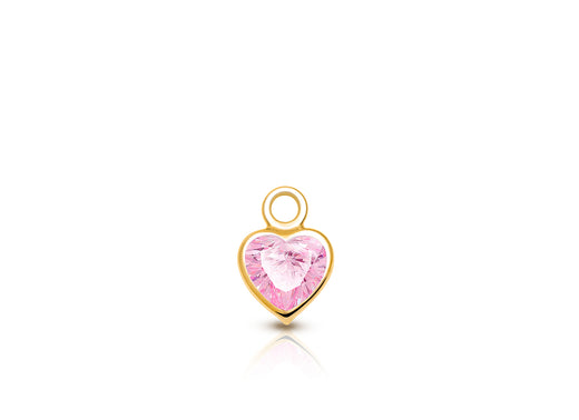 Heart – Pink CZ Bezel Set Baby/Children’s Individual Charm (Add to Your Existing Bracelet or Necklace) – 14K Gold