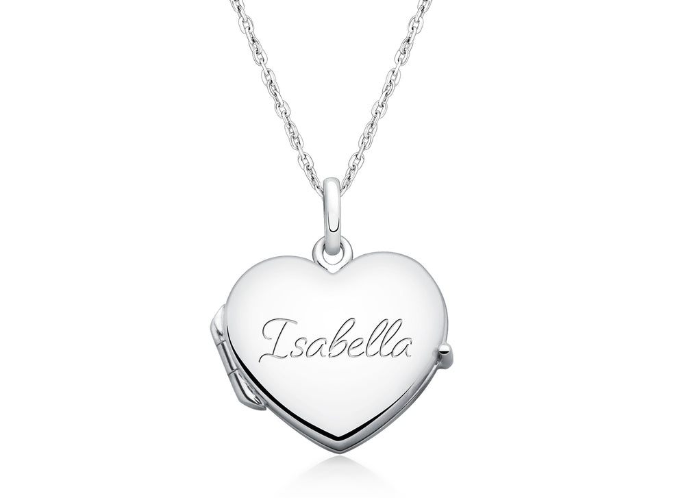 Heart Locket, Engraved Teen’s Necklace for Girls (FREE Personalization) – Sterling Silver