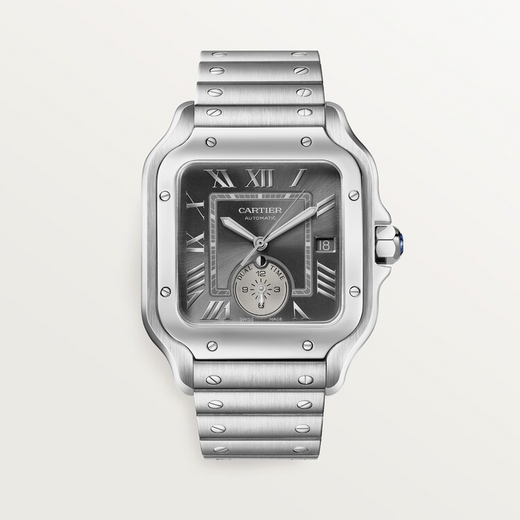 Unworn Santos Dual Time, Stainless Steel, 40.2mm, Ref# WSSA0076, box and papers