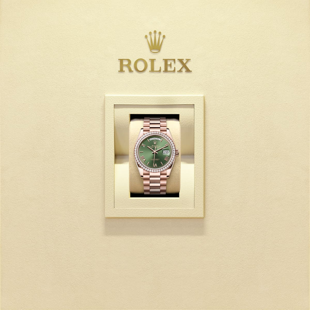 Unworn 2025, Day-Date 36, 18k Everose Gold and Diamond-set, 36mm, Ref# 128345rbr-0085, box and papers