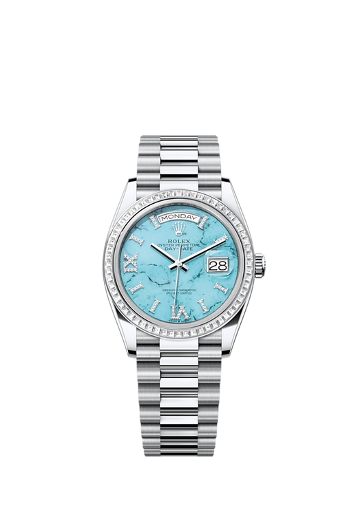 Day-Date 36, Platinum with Diamond-set, 36mm, Ref# 128396tbr-0016