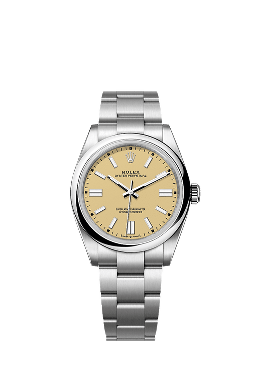 Unworn 2025, Oyster Perpetual, Oystersteel 41mm, Beige dial, Domed Oyster, Ref# 134300-0007, box and papers